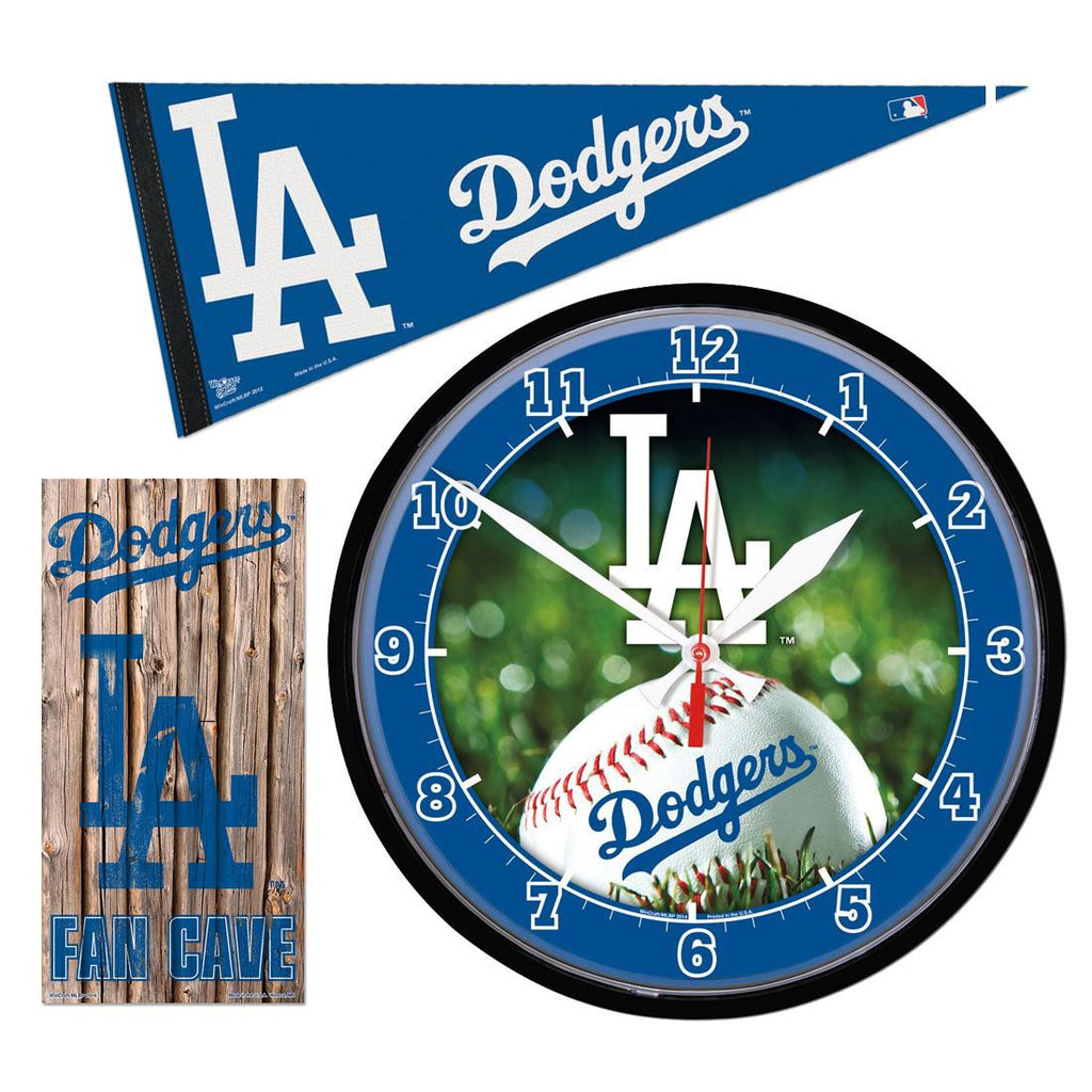 Los Angeles Dodgers MLB Ultimate Clock, Pennant and Wall Sign Gift Set
