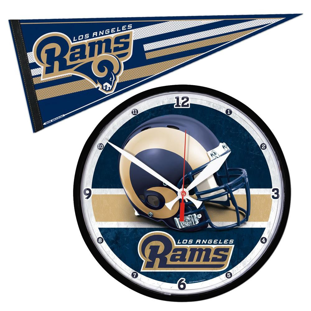 Los Angeles Rams NFL Round Wall Clock and Pennant Gift Set