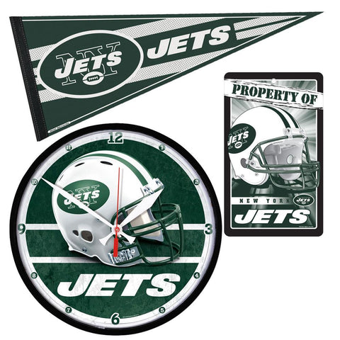 New York Jets NFL Ultimate Clock, Pennant and Wall Sign Gift Set