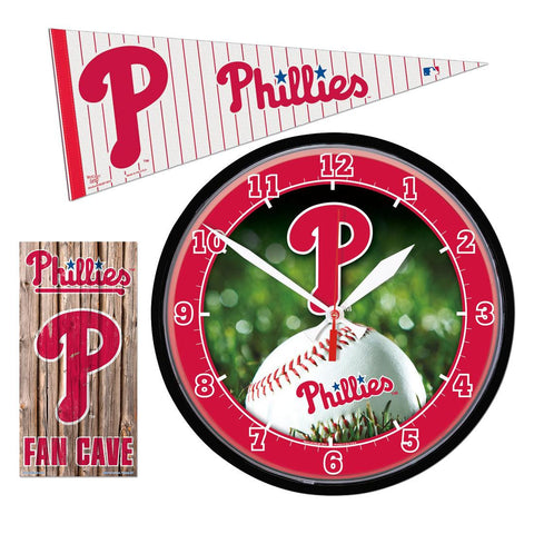 Philadelphia Phillies MLB Ultimate Clock, Pennant and Wall Sign Gift Set