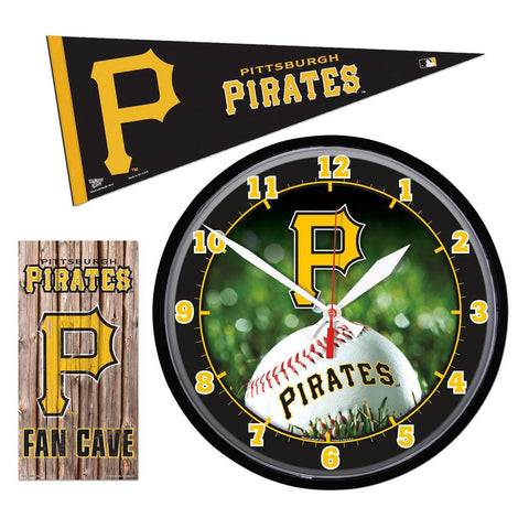 Pittsburgh Pirates MLB Ultimate Clock, Pennant and Wall Sign Gift Set