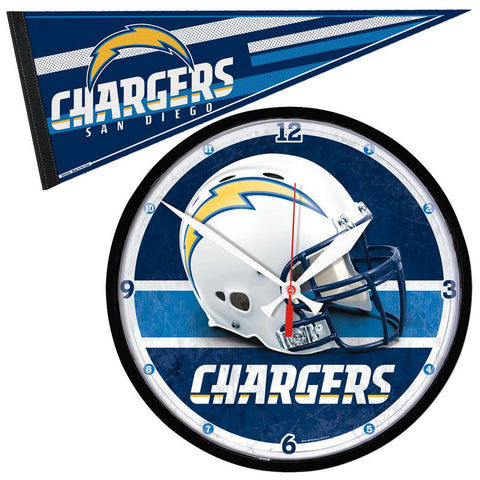 San Diego Chargers NFL Round Wall Clock and Pennant Gift Set