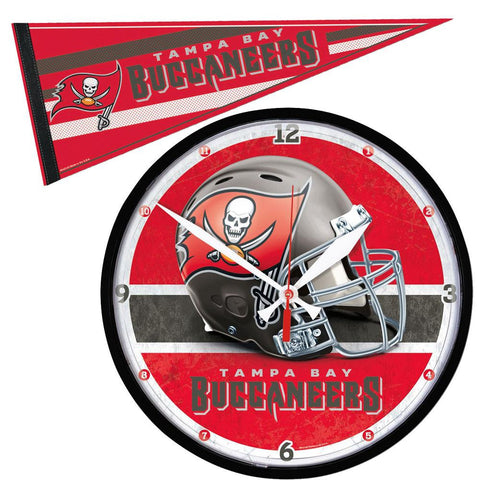 Tampa Bay Buccaneers NFL Round Wall Clock and Pennant Gift Set