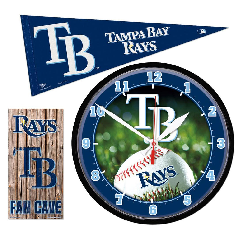 Tampa Bay Rays MLB Ultimate Clock, Pennant and Wall Sign Gift Set