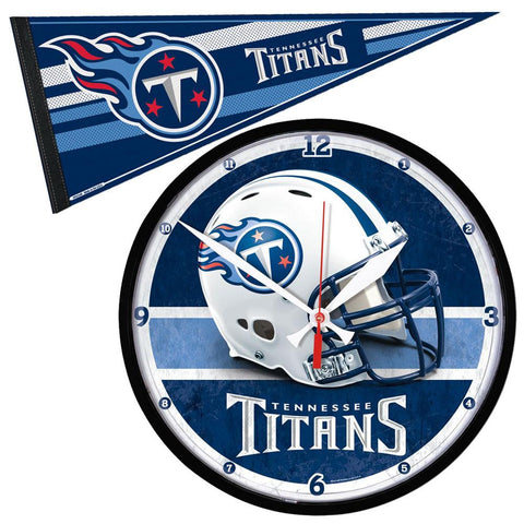 Tennessee Titans NFL Round Wall Clock and Pennant Gift Set