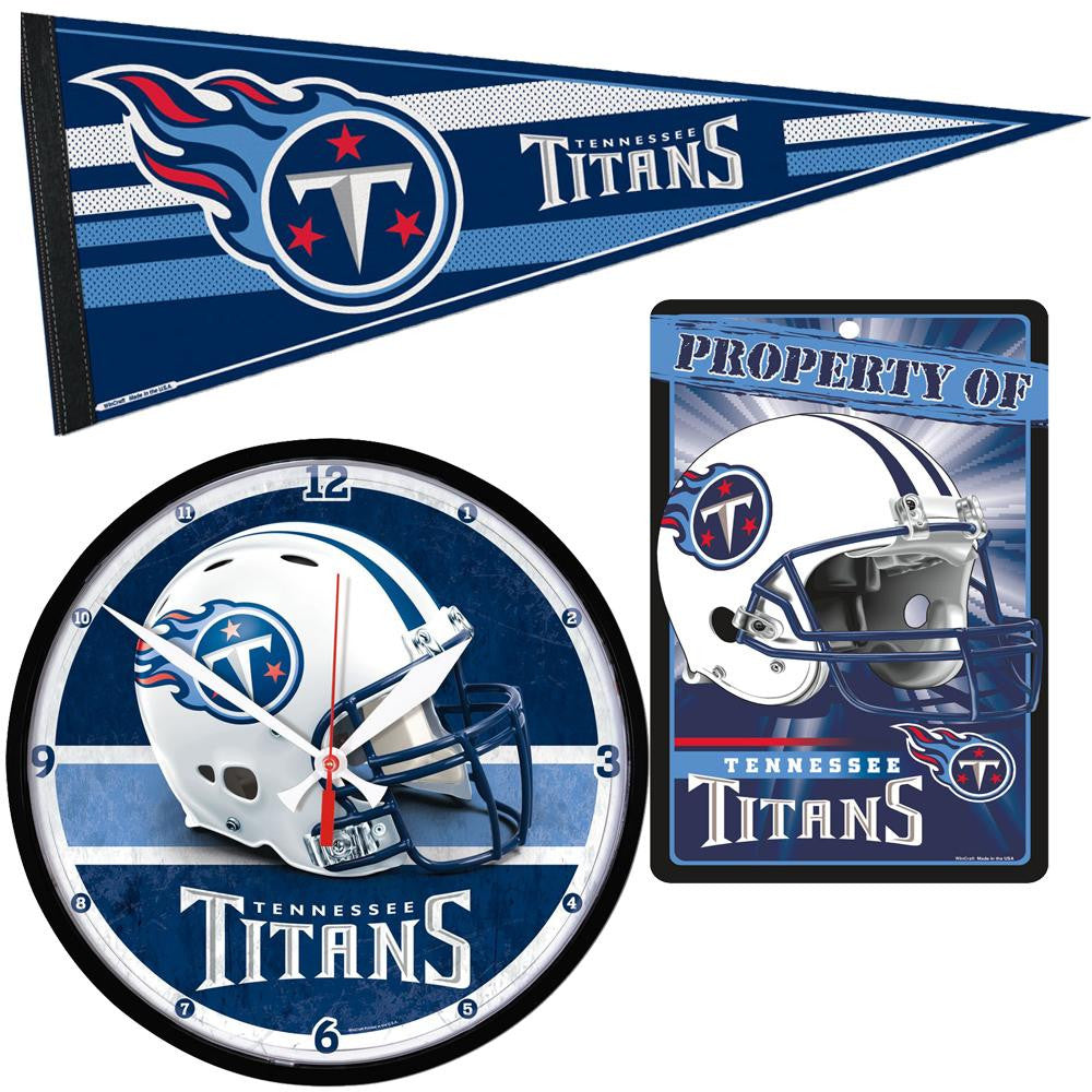 Tennessee Titans NFL Ultimate Clock, Pennant and Wall Sign Gift Set
