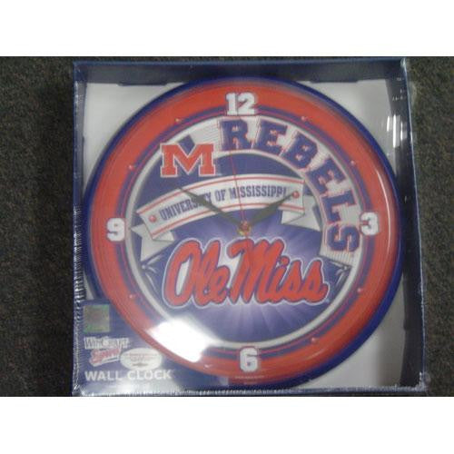 Mississippi Rebels NCAA Round Wall Clock