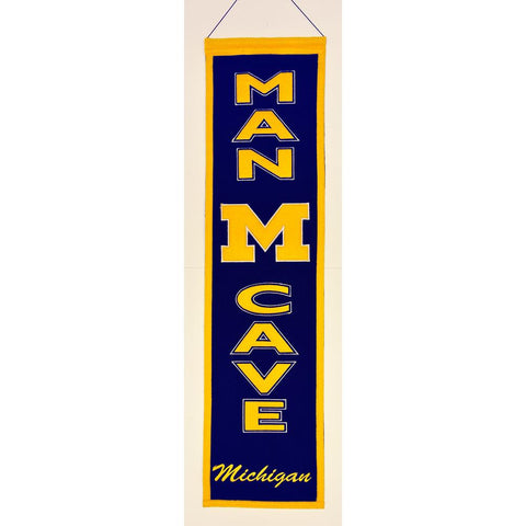 Michigan Wolverines NCAA Man Cave Vertical Banner (8 x 32)